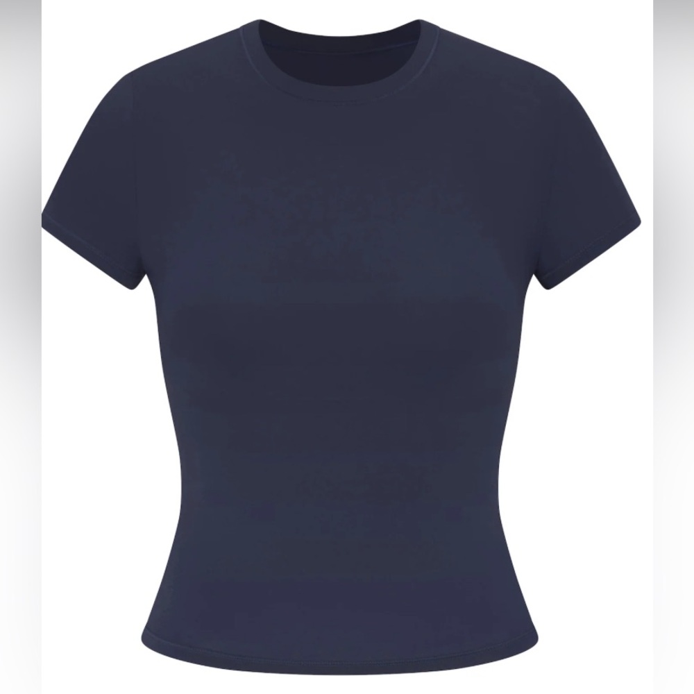 SKIMS Navy Short Sleeve Crewneck Top